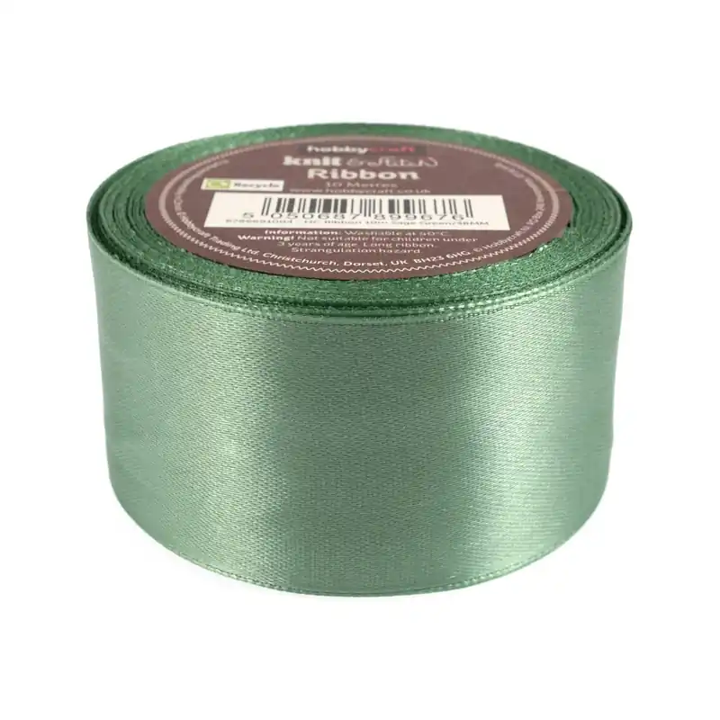 Sage Green Satin Ribbon 38mm x 10m Warranty Included