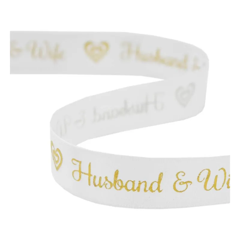 Certified Gold Husband and Wife Satin Ribbon 15mm x 5m