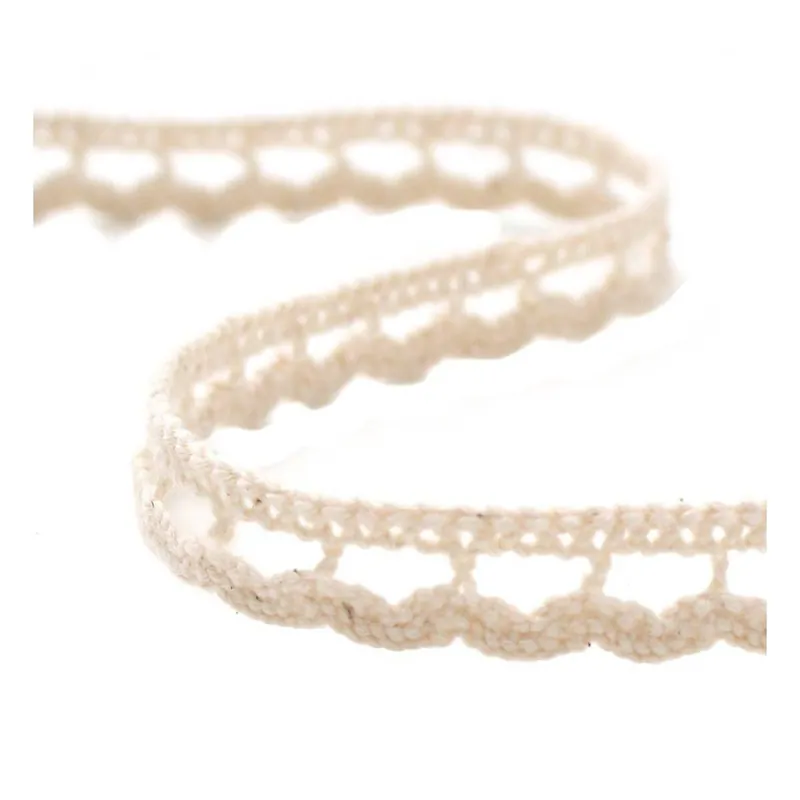 Exclusive Cream Delicate Cotton Lace Ribbon 9mm x 5m