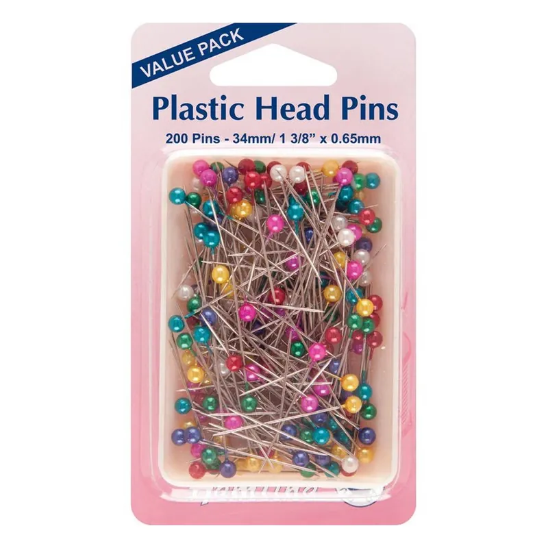 Time-Limited Hemline Plastic Head Pins 200 Pack