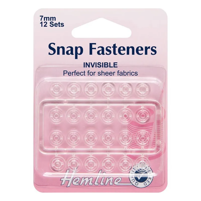 Hemline Invisible Snap Fasteners 7mm 12 Pack Bulk Order