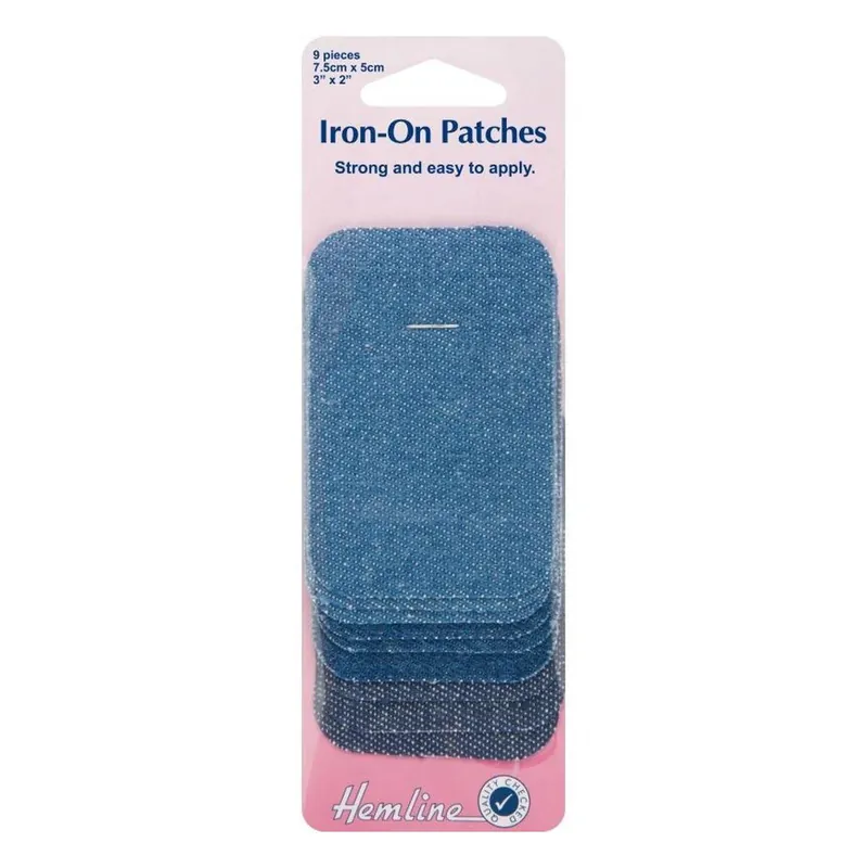 Money Back Guarantee Hemline Iron-On Denim Patches 9 Pack