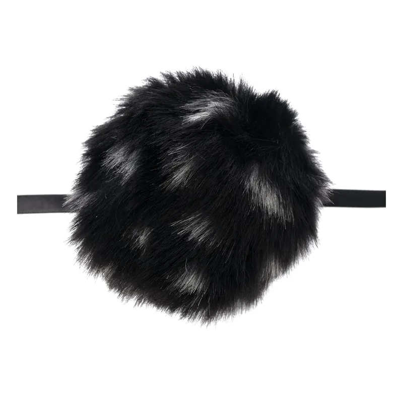 Free Delivery Black Faux Fur Pom Pom 11cm