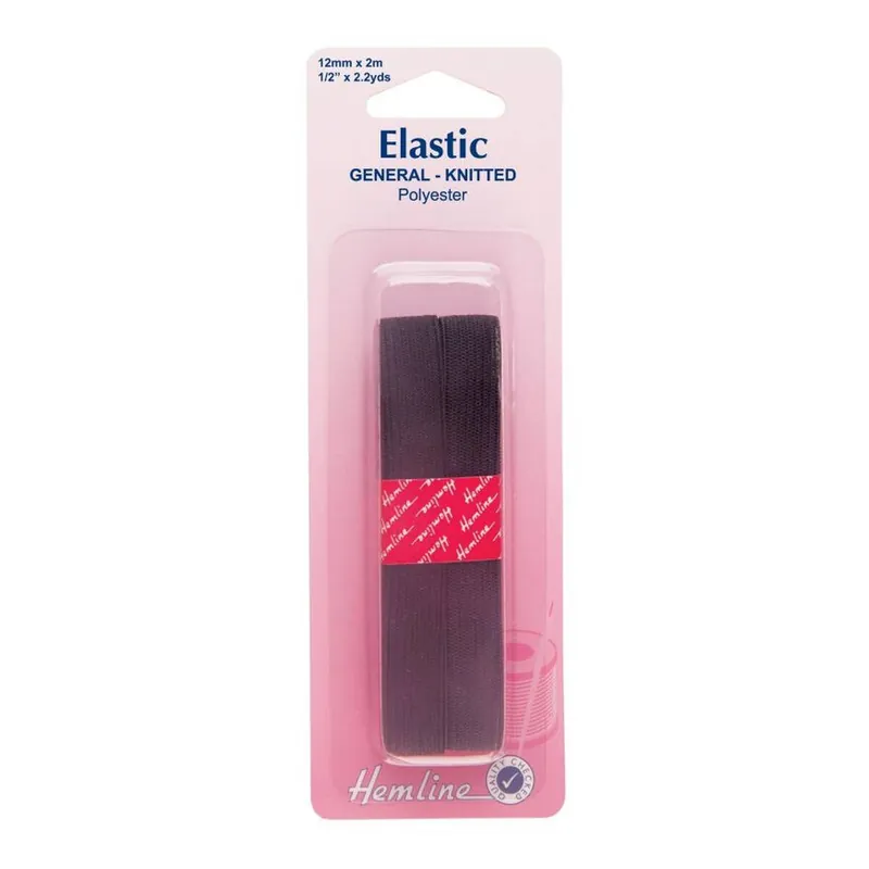 Hemline Black Elastic 12mm x 2m Special Discount