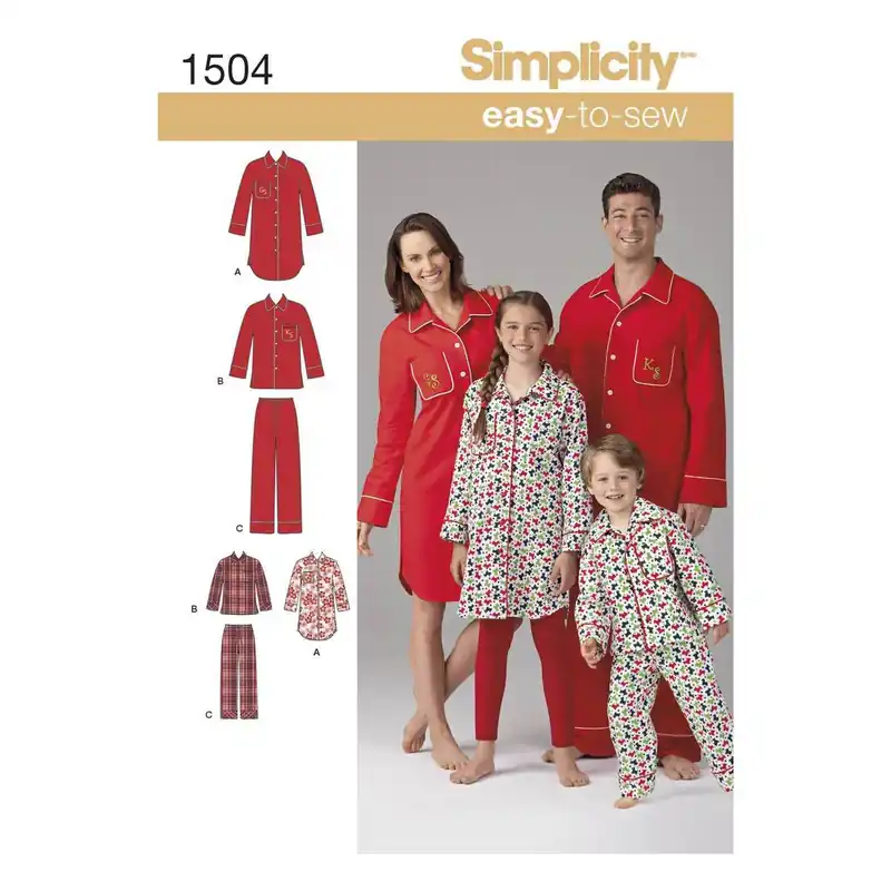 Hassle-Free Returns Simplicity Family Sleepwear Sewing Pattern 1504