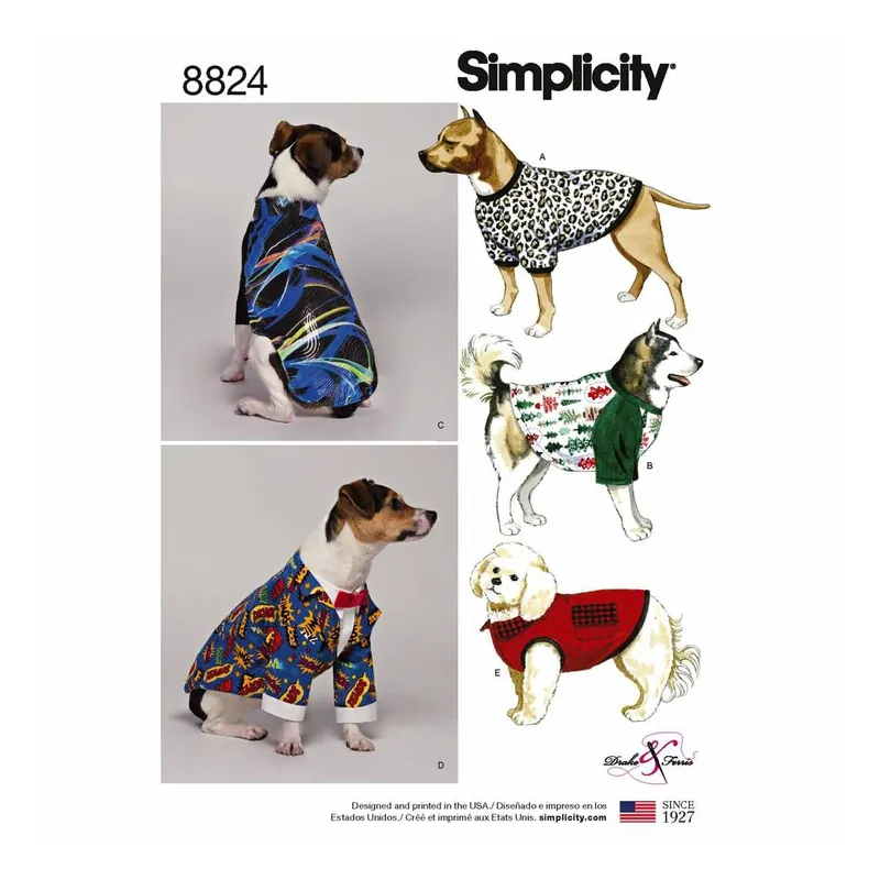 Simplicity Dog Coats Sewing Pattern 8824 (S-L) Viral