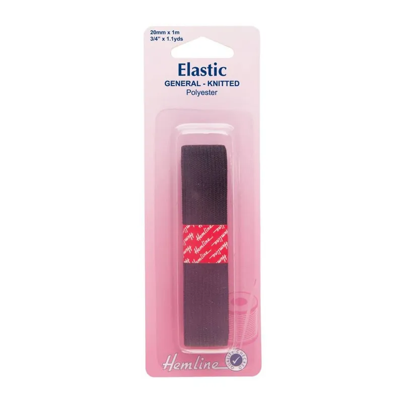 Final Sale Hemline Black Elastic 20mm x 1m