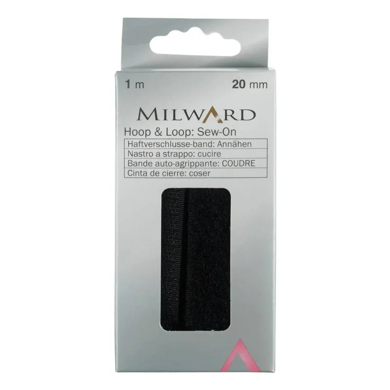 Editor’s Pick Milward Black Sew-On Hook and Loop Tape 20mm x 1m