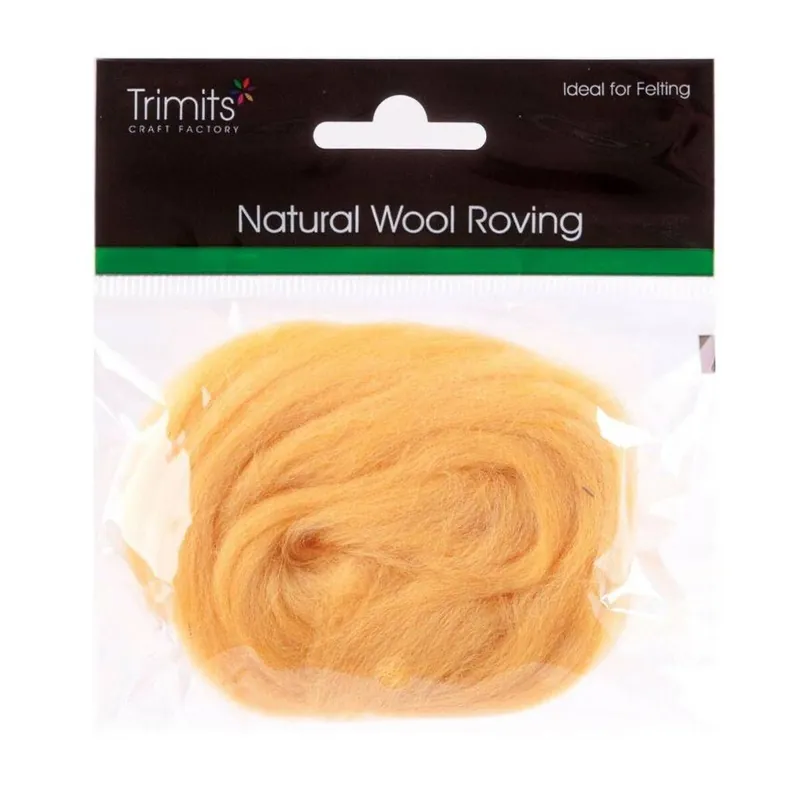 Price Cut Trimits Yellow Natural Wool Roving 10g