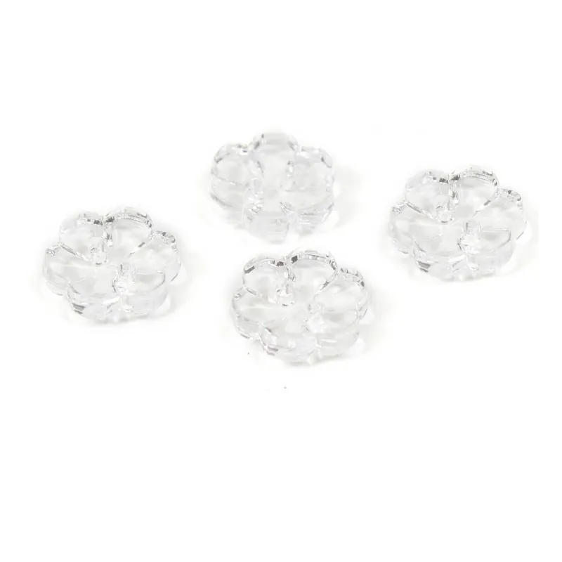 Time-Limited Hemline Clear Novelty Flower Button 4 Pack