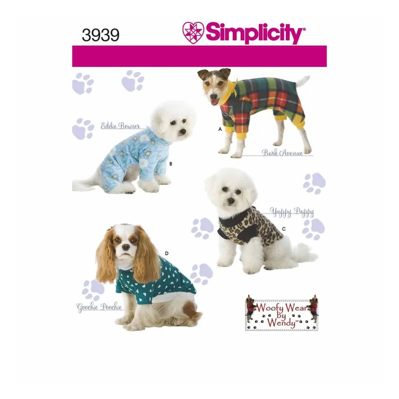 Simplicity Dog Clothes Sewing Pattern 3939 (S-L) Next Day Delivery