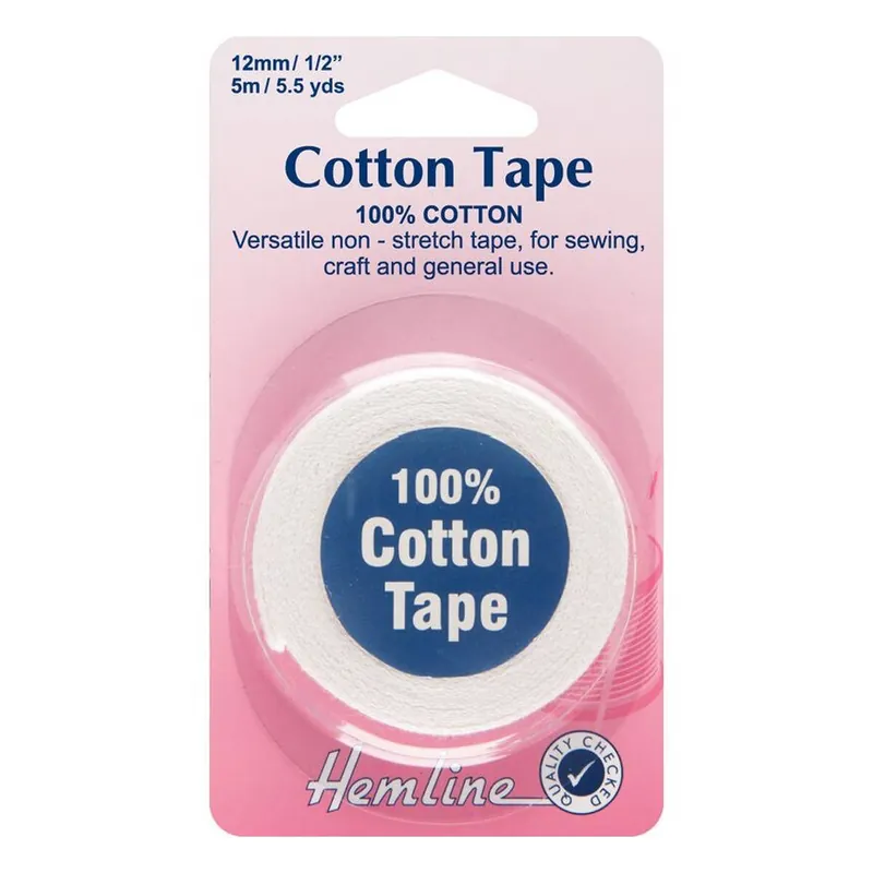 Hemline White Cotton Tape 12mm x 5m Hot Deal