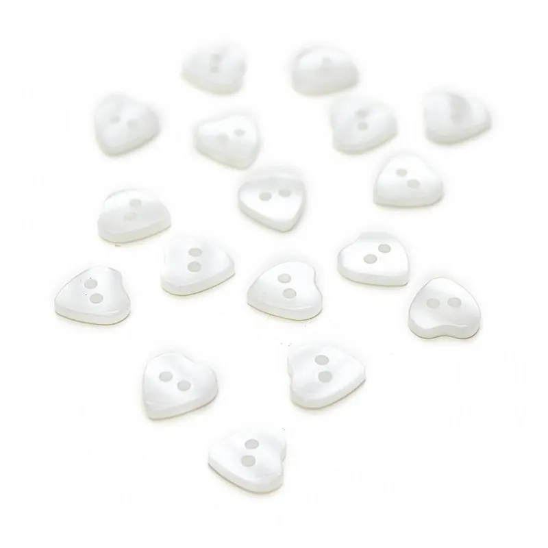 Limited Offer Hemline White Basic Hearts Button 17 Pack