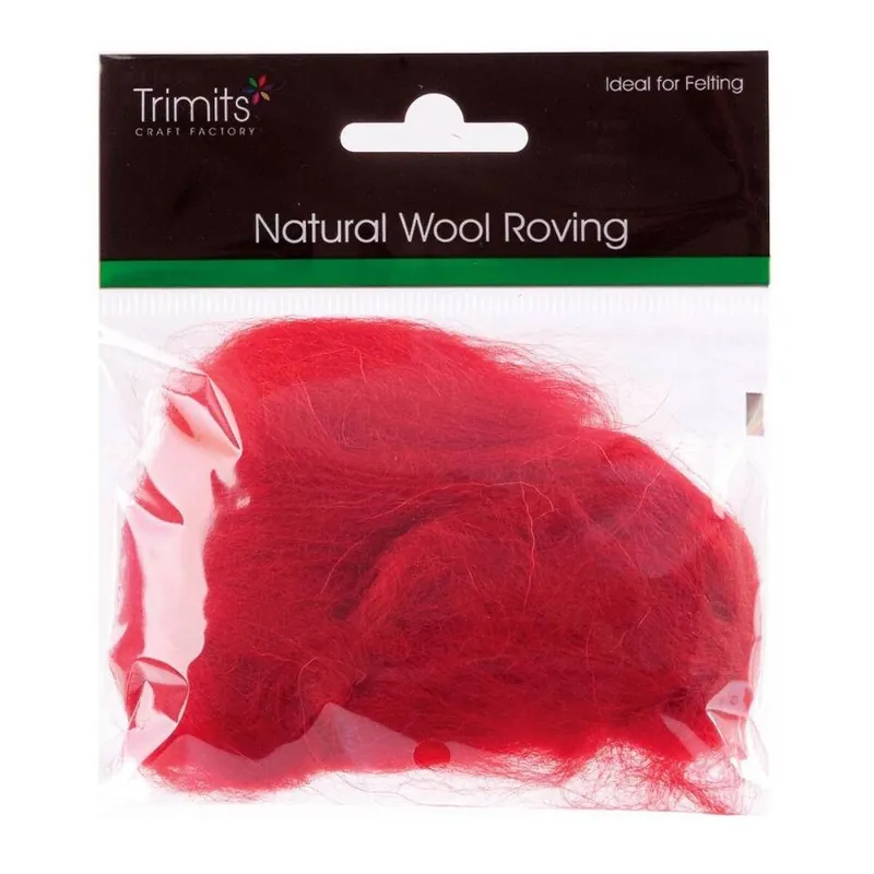 Special Discount Trimits Dark Red Natural Wool Roving 10g