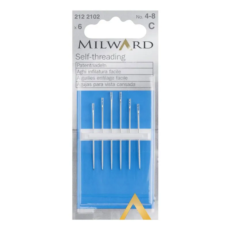 Secure Checkout Milward Size 4 to 8 Self Threading Needles 6 Pack