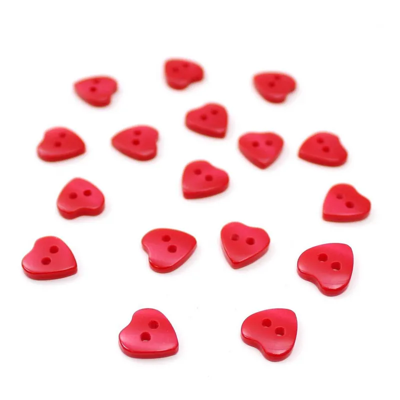 Hemline Red Basic Hearts Button 17 Pack Hot Picks