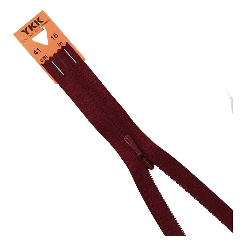 Fresh Stock YKK Dark Wine Concealed Zip 41cm