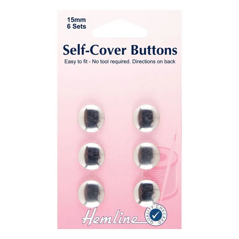 Fast Shipping Hemline Brass Self Cover Buttons 15mm 6 Pack