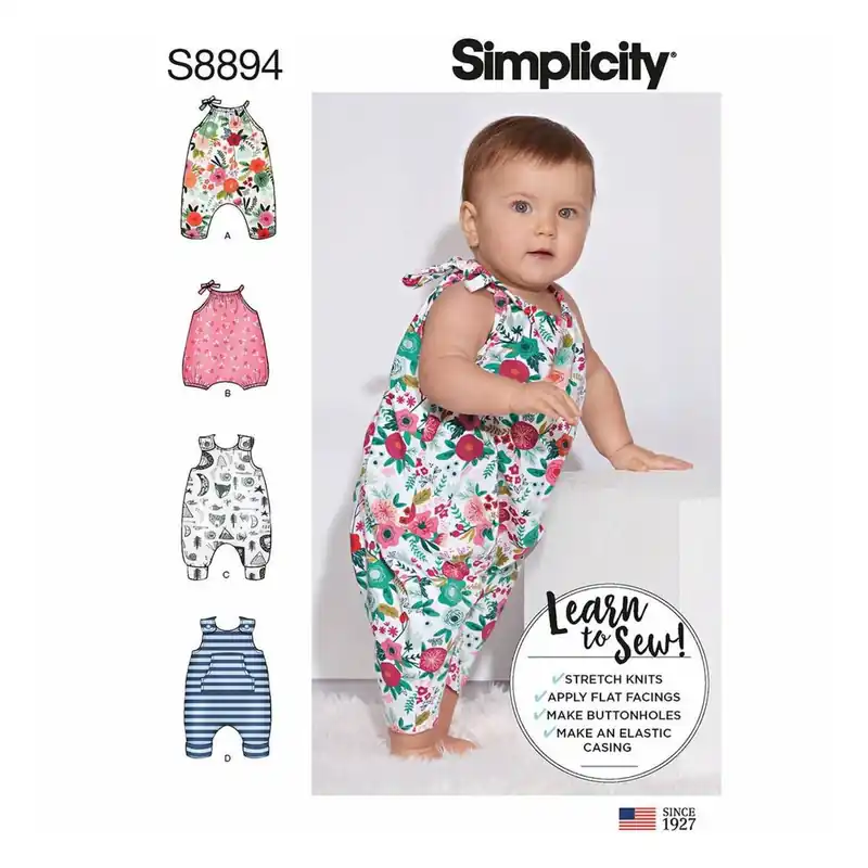Weekend Sale Simplicity Babies’ Knit Romper Sewing Pattern S8894