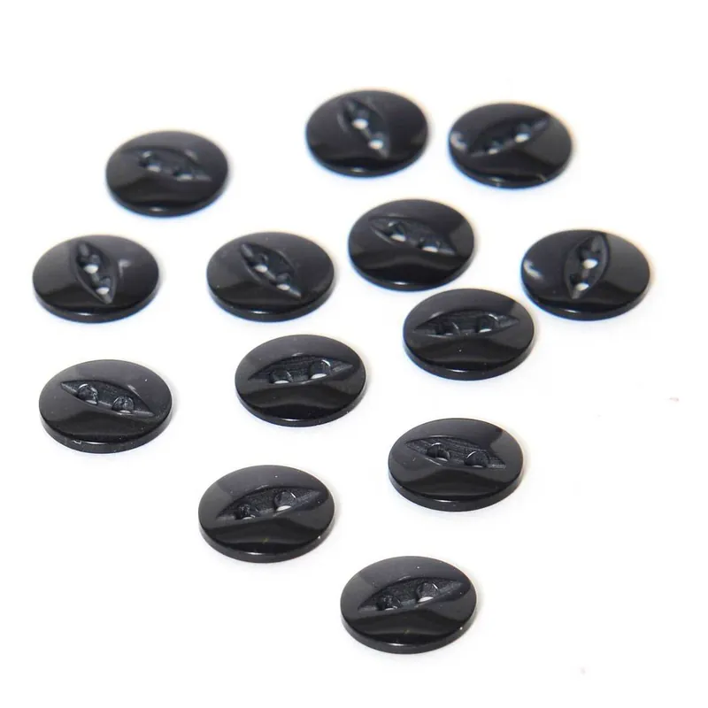 Professional Grade Hemline Black Basic Fish Eye Button 13 Pack