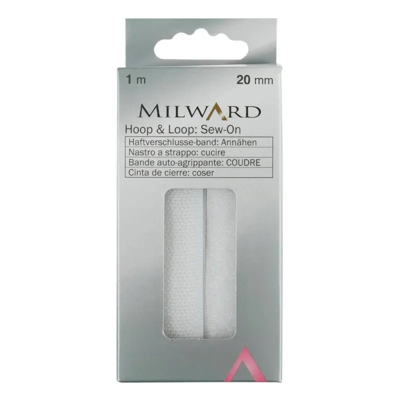 Place Order Milward White Sew-On Hook and Loop Tape 20mm x 1m