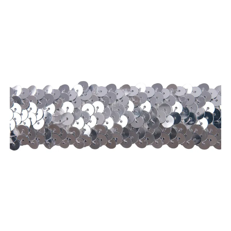 Silver 20mm Sequin Stretch Trim by the Metre Free Delivery