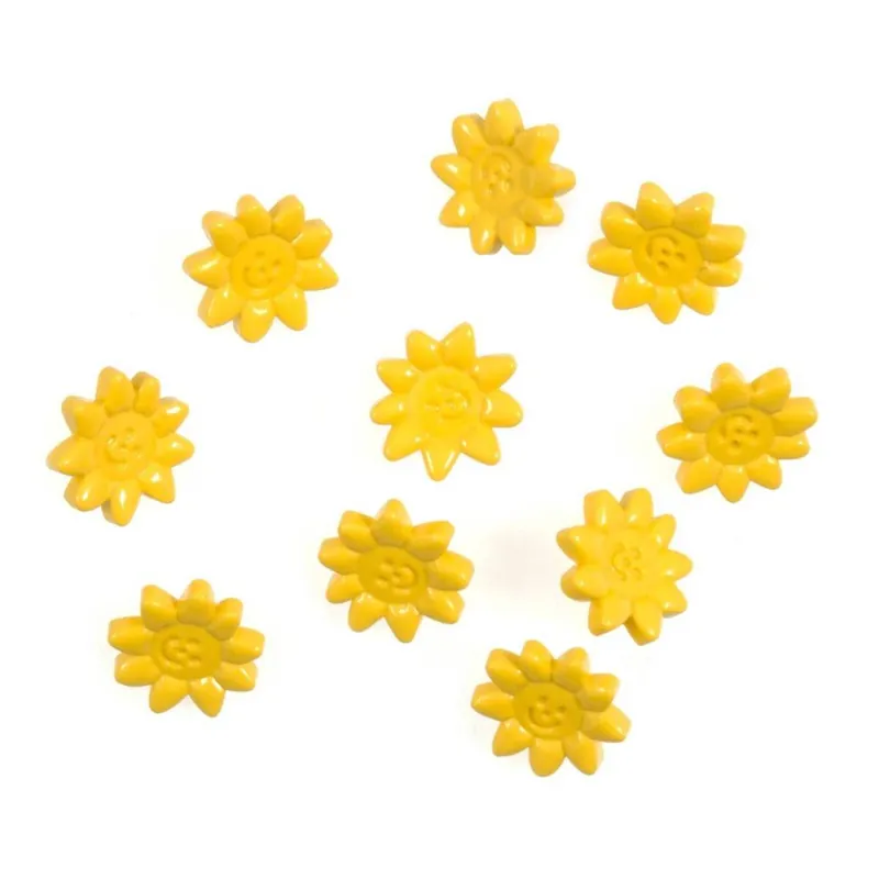 Discount Trimits Yellow Happy Flower Craft Buttons 10 Pieces