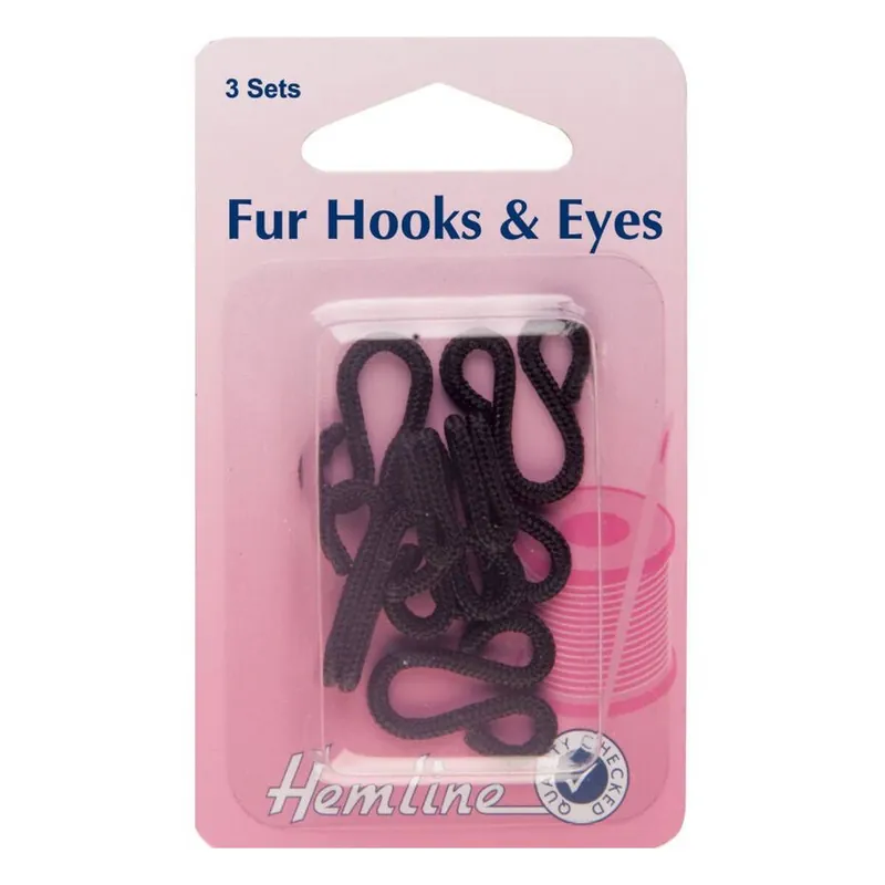 Limited Time Hemline Black Coat Hook and Eye 3 Pack