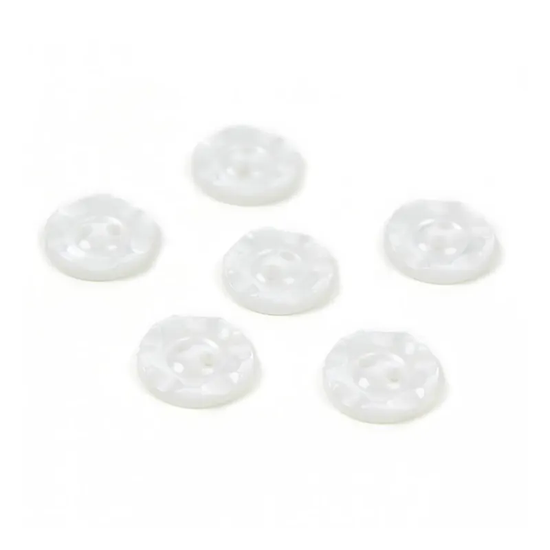 Hemline White Basic Scalloped Edge Button 6 Pack Best Price
