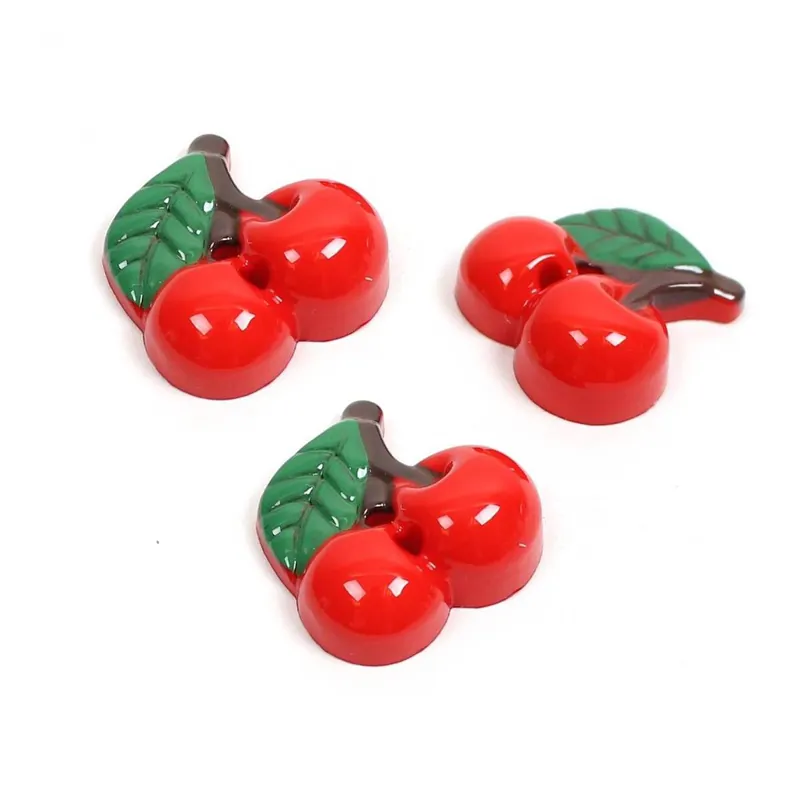 Markdown Hemline Red Novetly Cherry Button 3 Pack