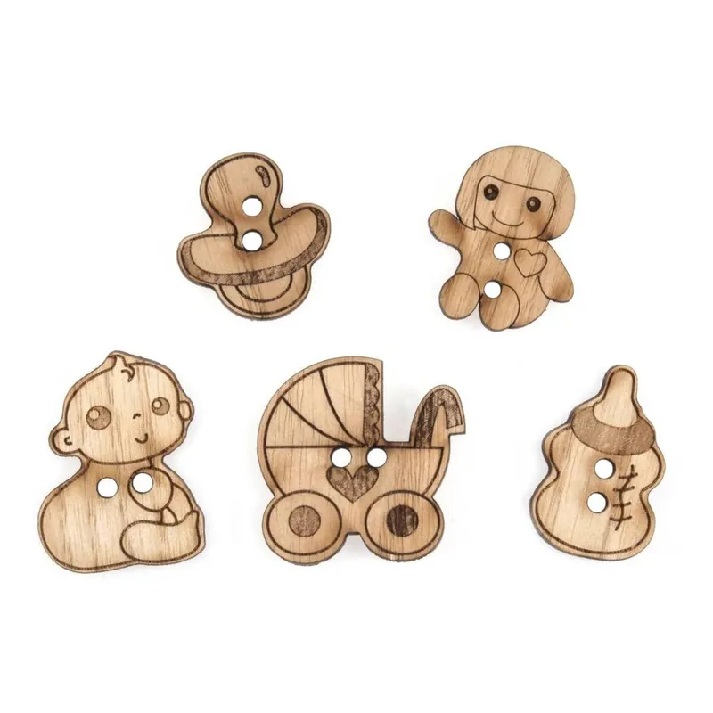 Seasonal Sale Trimits Wooden Baby Buttons 5 Pieces