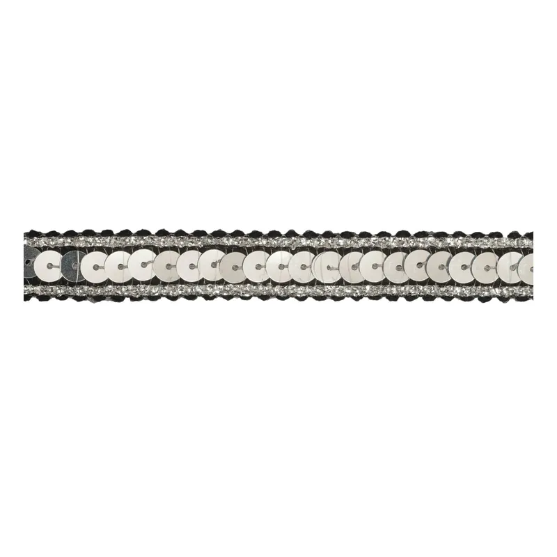 Black and Silver Metallic-Edged Sequin Trim by the Metre Sale