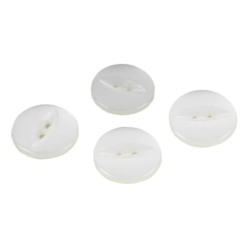 New Arrival Hemline White Basic Fish Eye Button 4 Pack