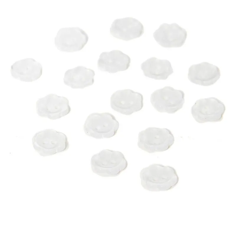 Hemline White Basic Flower Button 17 Pack Markdown