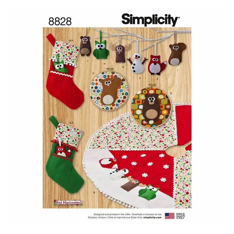 Simplicity Christmas Decorations Sewing Pattern 8828 Money Back Guarantee