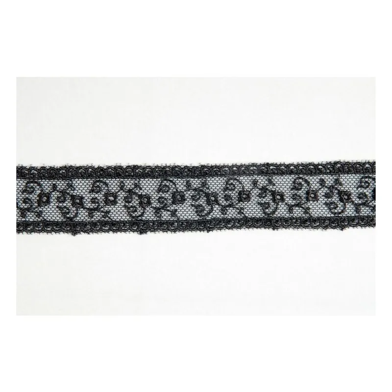 Black Embroidered Tulle Lace Trim by the Metre Exclusive Offer