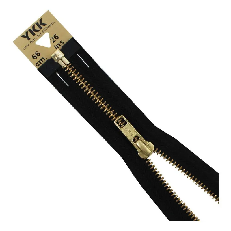 YKK Medium Weight Brass Elements Zip 66cm Black Order Now