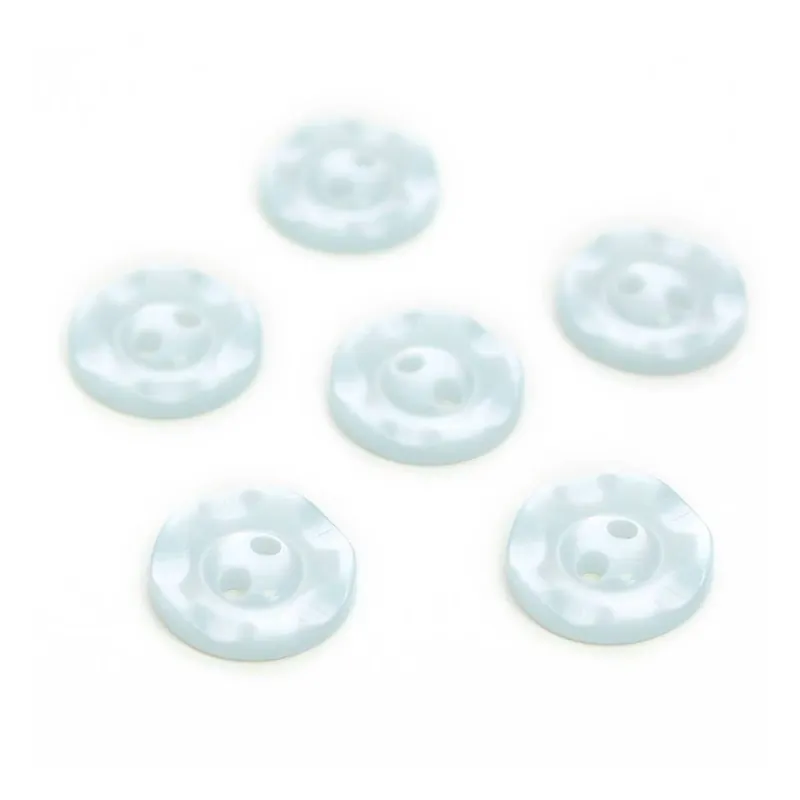 HemlineBaby Blue Basic Scalloped Edge Button 6 Pack Worldwide Shipping