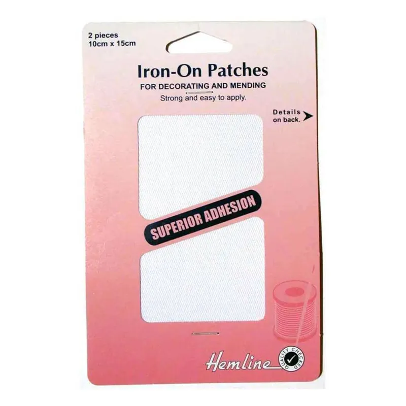 Hemline White Iron On Patches 2 Pack Free Returns