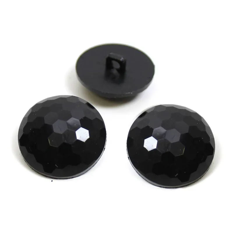 Hemline Black Novelty Faceted Button 3 Pack Fan Favorite