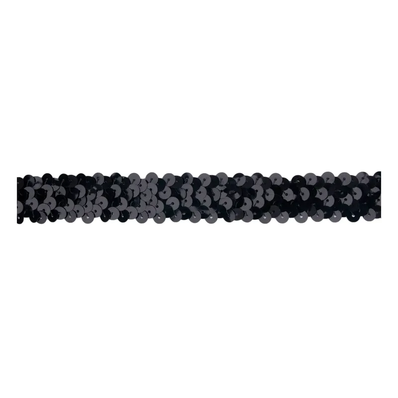 Direct From Factory Black 20mm Sequin Stretch Trim by the Metre