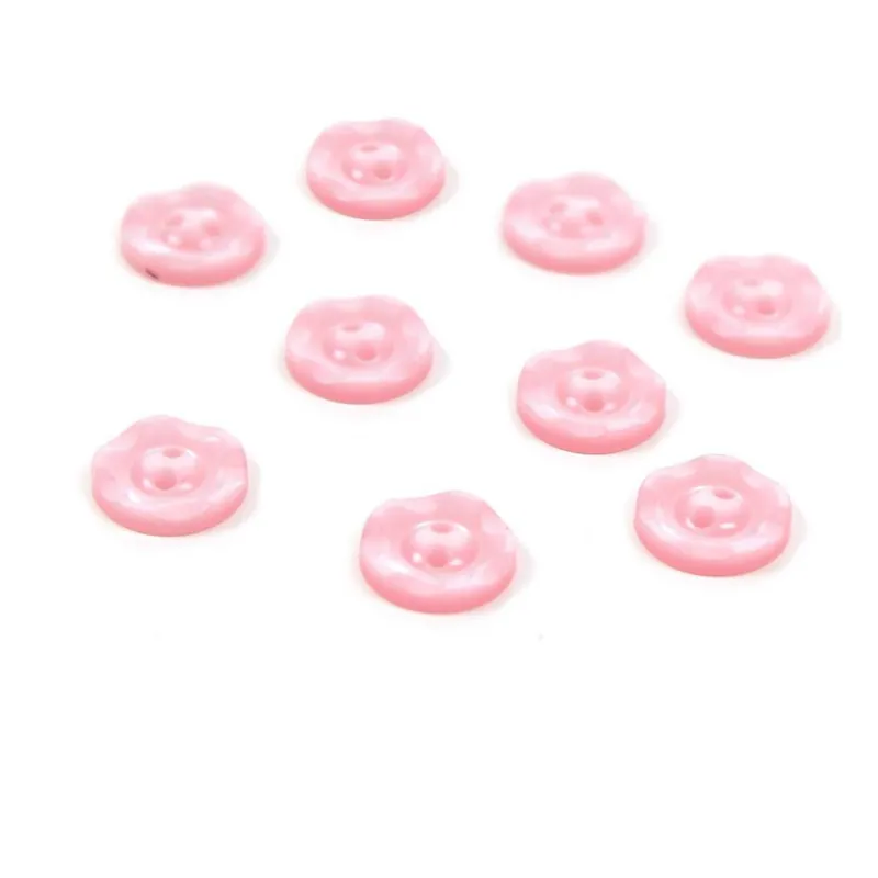 Hemline Pink Basic Scalloped Edge Button 9 Pack Modern