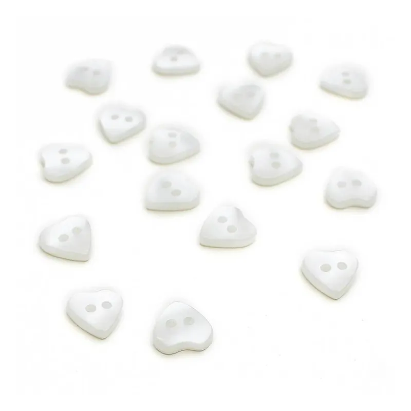Hemline White Basic Hearts Button 17 Pack Limited Edition