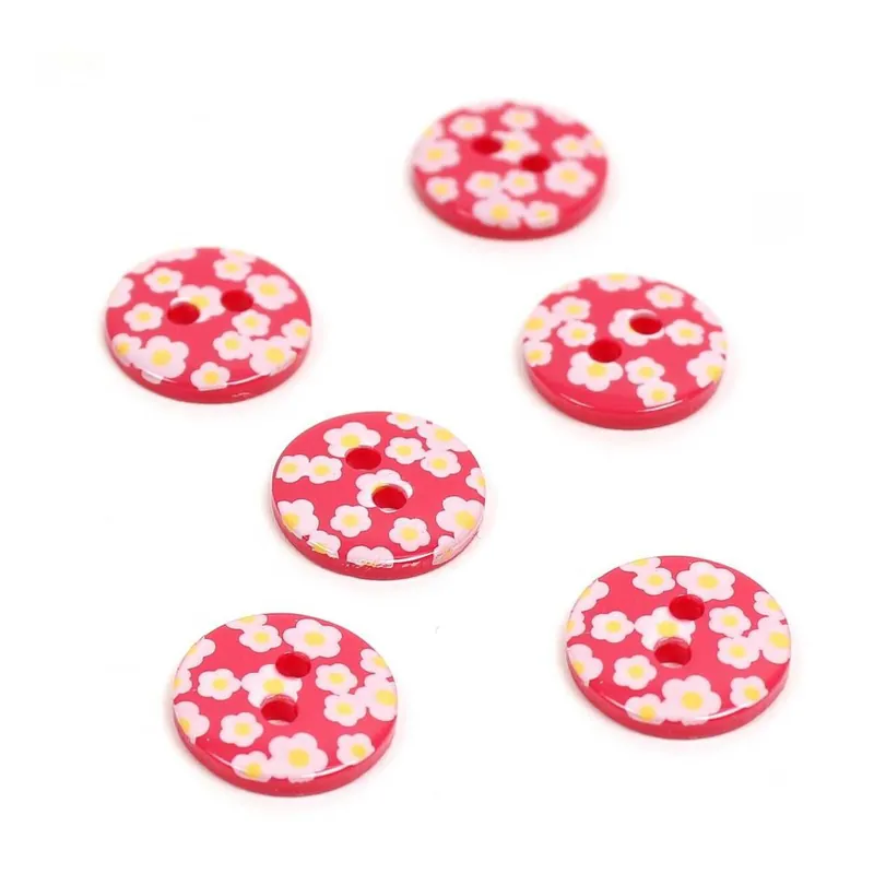 Certified Hemline Red Novelty Patterned Button 6 Pack