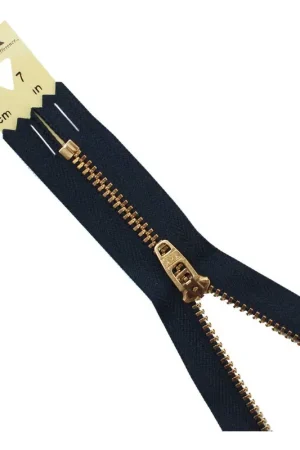 YKK White Brass Jeans Zip 18cm Handmade