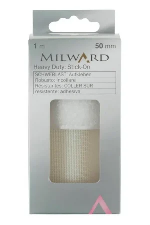 Affordable Milward White Stick-On Heavy Duty Hook and Loop Tape 50mm x 1m