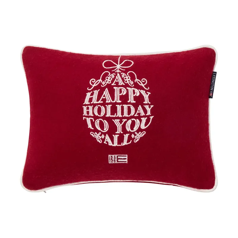 Seasonal Sale Ornament wool mix cushion 30x40 cm, Red-white