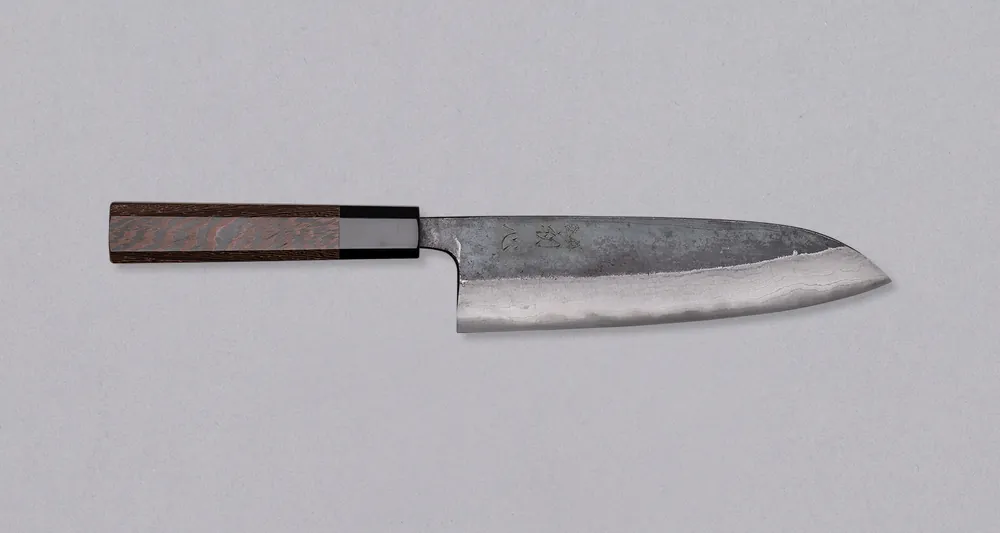 Time-Limited Kumokage Santoku Aogami #2 Kuro-uchi Damascus 180mm (7.1") - octagon