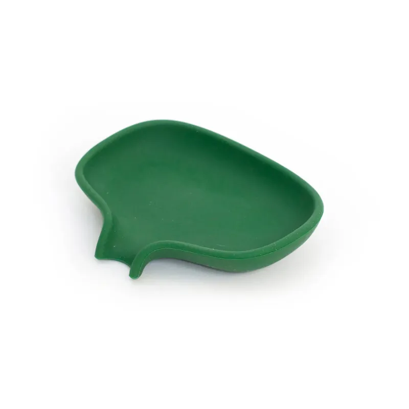 Soap tray with concealed drain spout in silicone - small 8.5x10.8, Dark green High Quality
