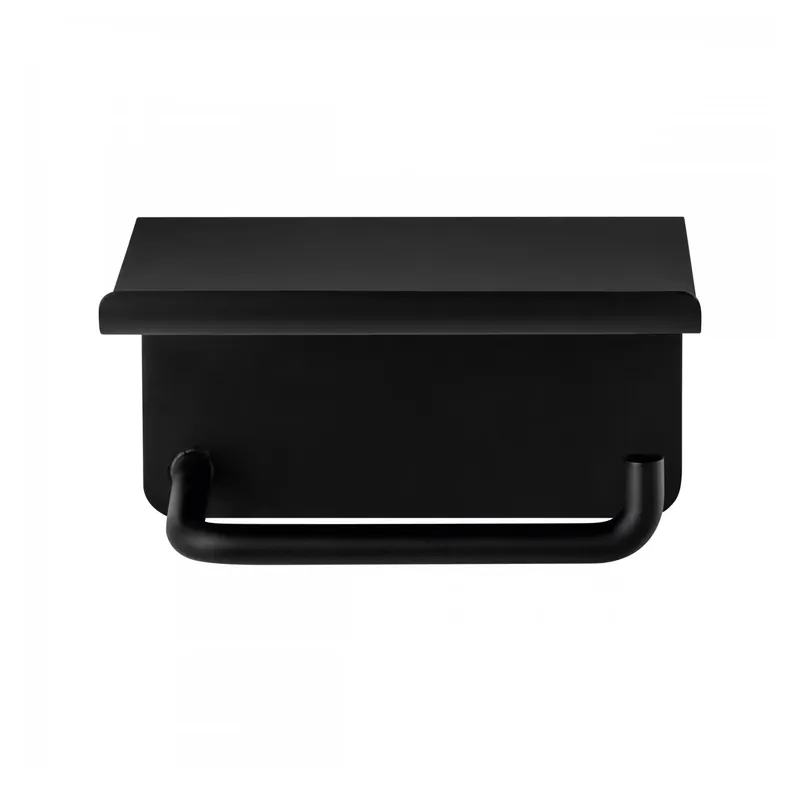 Professional Grade Modo toilet paper holder with shelf, Black
